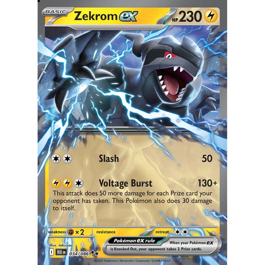 Zekrom ex Double Rare 034/086 Pokemon Card Game Black Bolt