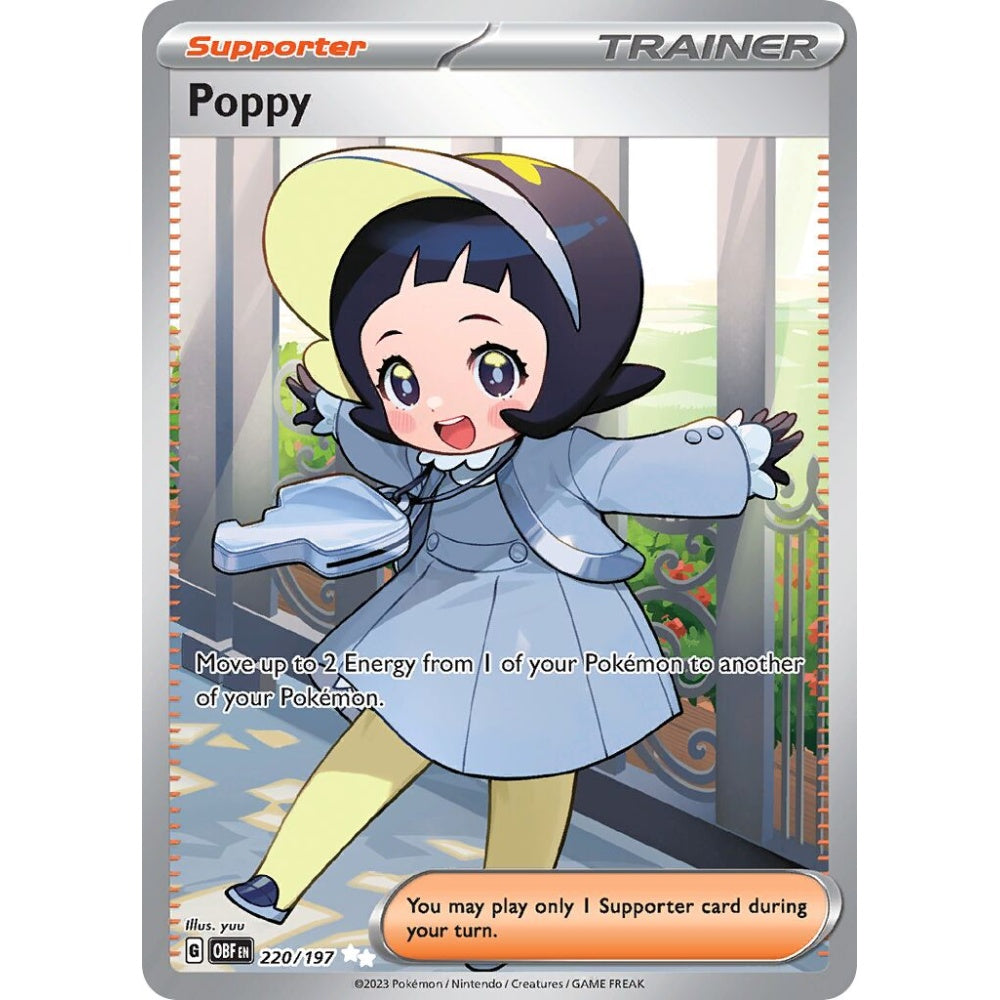 Poppy Ultra Rare 220/197 Pokemon Card Game Obsidian Flames