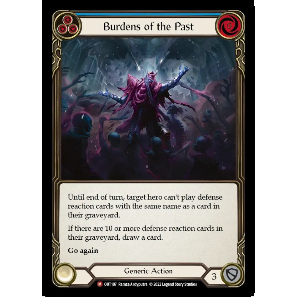Burdens of the Past OUT187-RF Majestic Flesh & Blood Trading Card Game Outsiders in Rainbow Foil Art