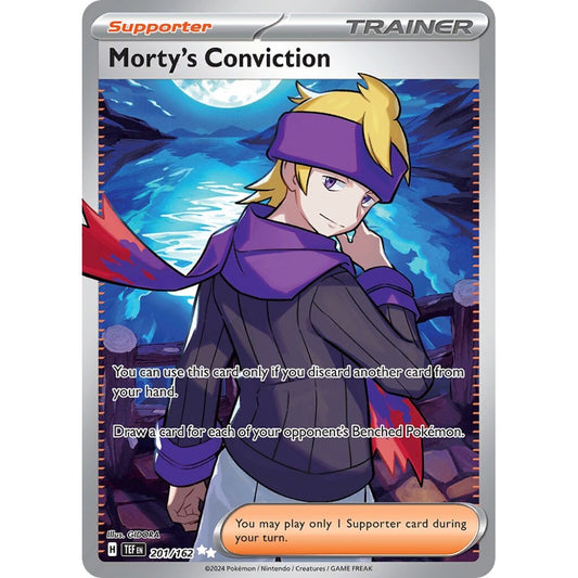 Morty's Conviction Ultra Rare 201/162 Pokemon Card Game Temporal Forces