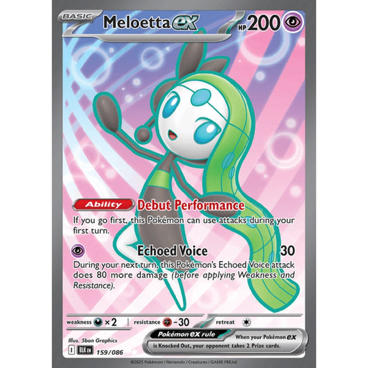Meloetta ex Full Art 159/086 Pokemon Card Game Black Bolt
