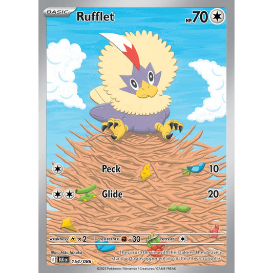 Rufflet Illustration Rare 154/086 Pokemon Card Game Black Bolt