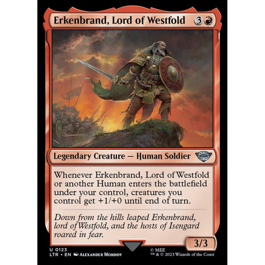Erkenbrand, Lord of Westfold, uncommon, 123, Magic the Gathering, The Lord of the Rings: Tales of Middle-earth