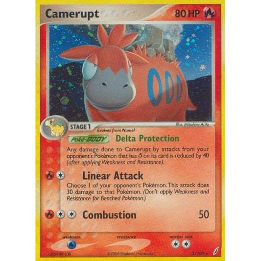Camerupt Rare Holo 3/100 Pokemon Card Game EX Crystal Guardians