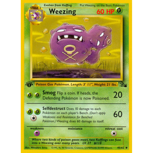 Weezing Uncommon 45/62 Pokemon Card Game Fossil