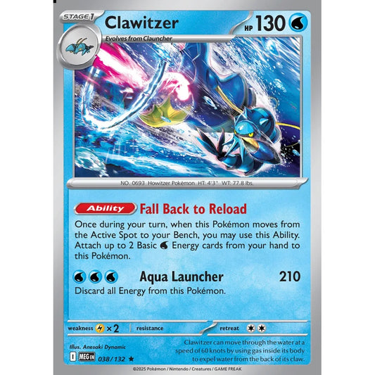 Clawitzer Rare 038/132 Pokemon Card Game Mega Evolution