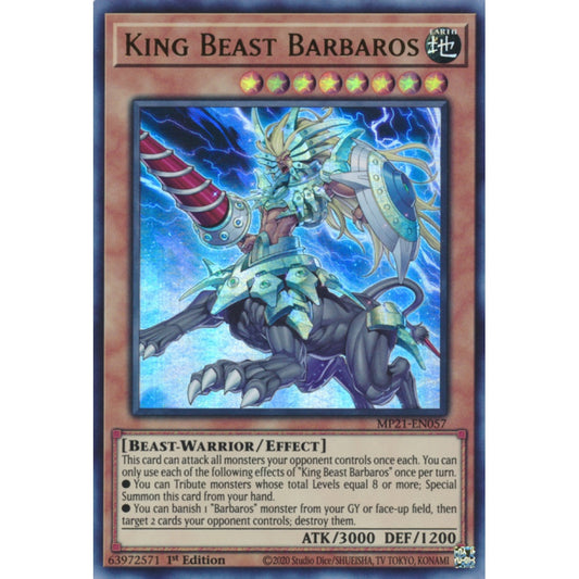 King Beast Barbaros MP21-EN057 Ultra Ultra Rare Yu-Gi-Oh 2021 Tin of Ancient Battles in Art