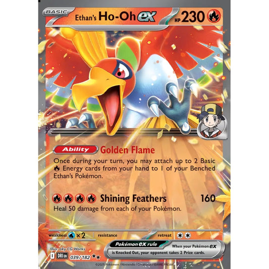 Ethan's Ho-Oh ex Double Rare 039/182 Pokemon Card Game Destined Rivals