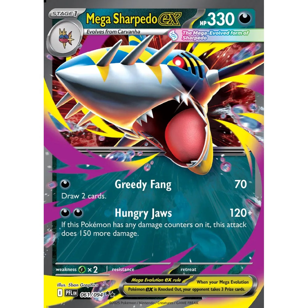 Mega Sharpedo ex Double Rare 061/094 Pokemon Card Game Phantasmal Flames