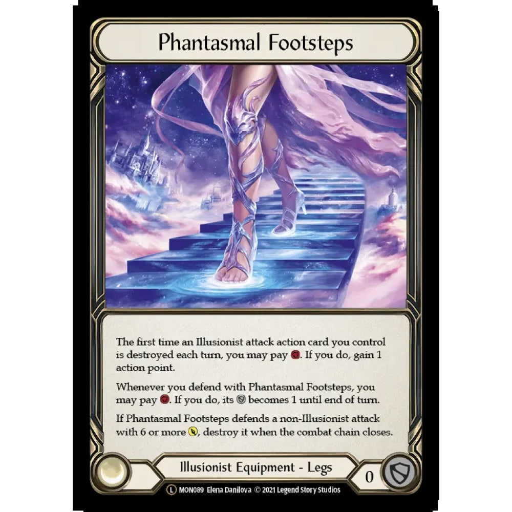 Phantasmal Footsteps U-MON089-RF Legendary Flesh & Blood Trading Card Game Monarch - Unlimited in Rainbow Foil Art