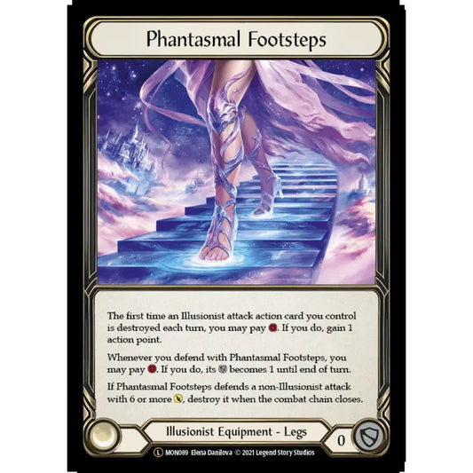 Phantasmal Footsteps U-MON089-RF Legendary Flesh & Blood Trading Card Game Monarch - Unlimited in Rainbow Foil Art