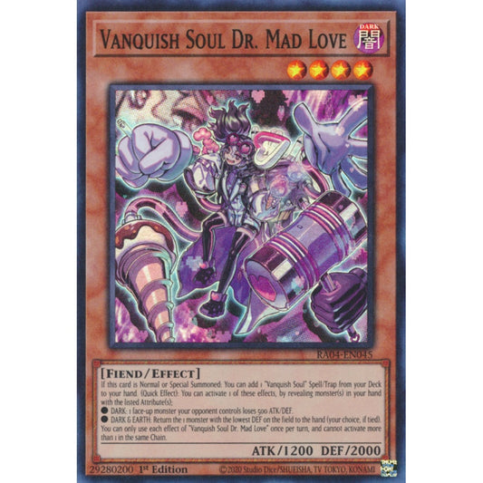 Vanquish Soul Dr. Mad Love RA04-EN045 QCR Quarter Century Secret Rare Yu-Gi-Oh Quarter Century Stampede in Art
