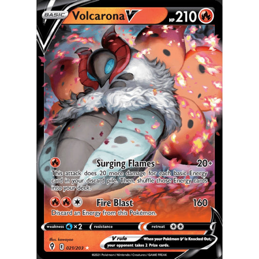 Volcarona V Double Rare 021/203 Pokemon Card Game Evolving Skies
