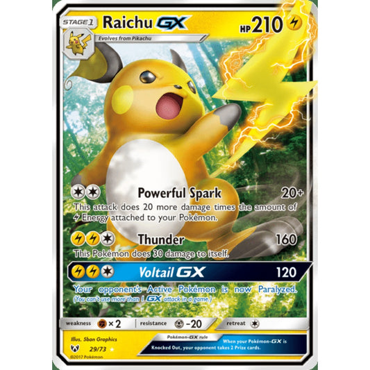 Raichu-GX Double Rare 29/73 Pokemon Card Game Shining Legends