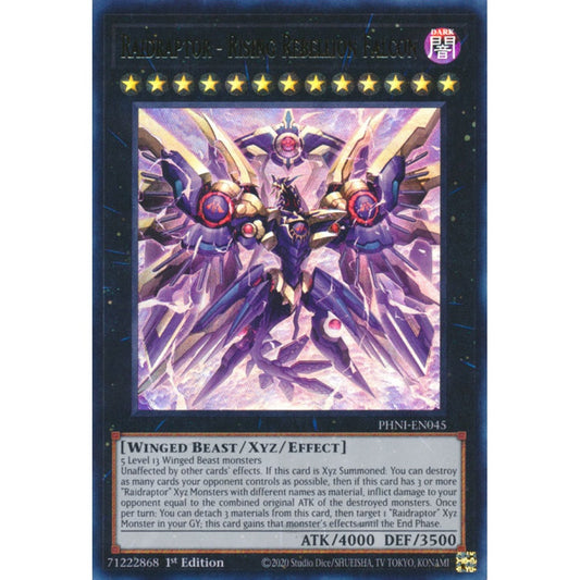 Raidraptor - Rising Rebellion Falcon PHNI-EN045 Ultra Ultra Rare Yu-Gi-Oh Phantom Nightmare in Art