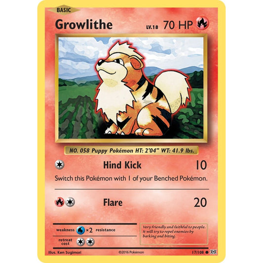 Growlithe Common 17/108 Pokemon Card Game Evolutions