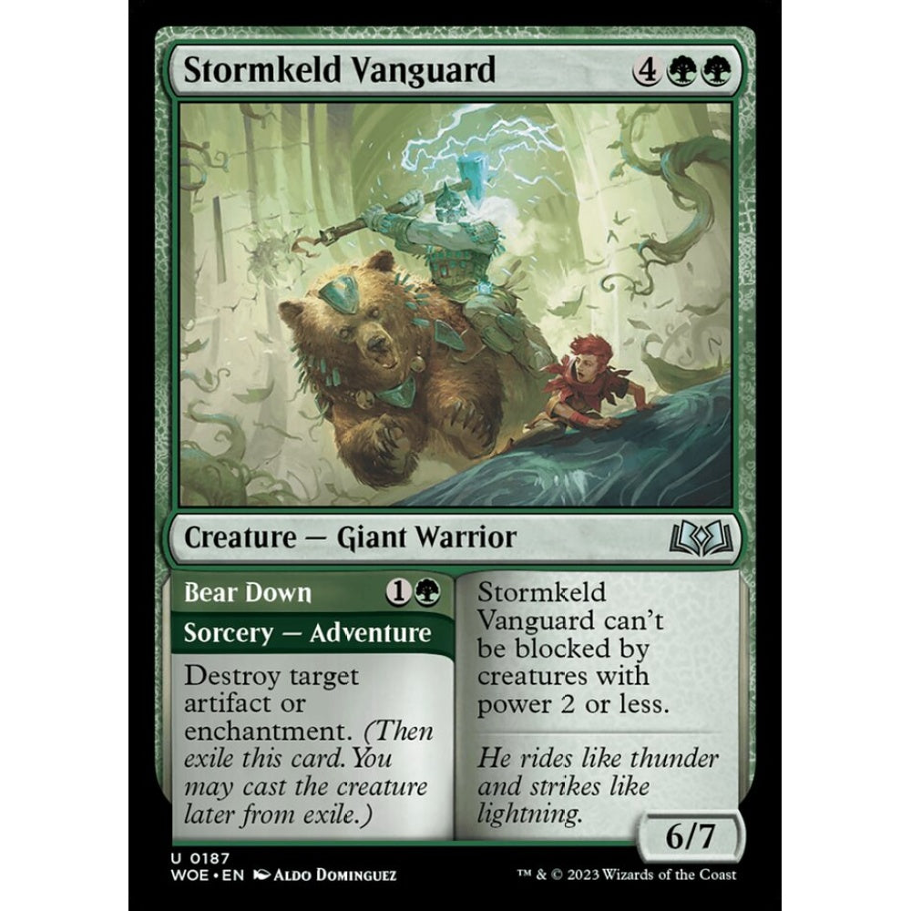 Stormkeld Vanguard // Bear Down, uncommon, 187, Magic the Gathering, Wilds of Eldraine