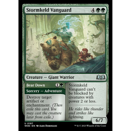 Stormkeld Vanguard // Bear Down, uncommon, 187, Magic the Gathering, Wilds of Eldraine