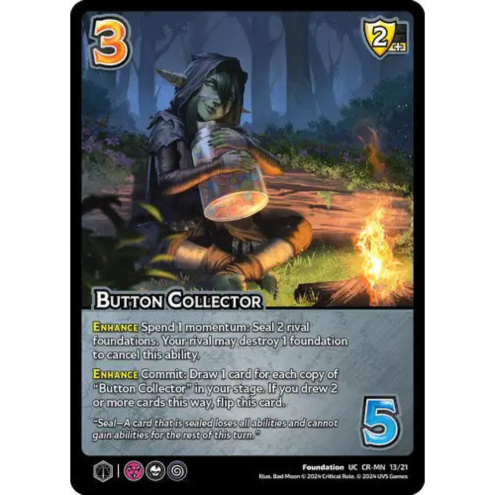 Button Collector, 13/21, UC, UniVersus, Critical Role Vox Machina & Mighty Nein