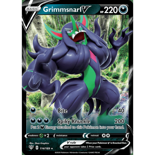 Grimmsnarl V Double Rare 114/189 Pokemon Card Game Darkness Ablaze