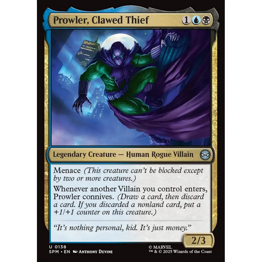 Prowler, Clawed Thief uncommon 138 Magic the Gathering Marvel's Spider-Man