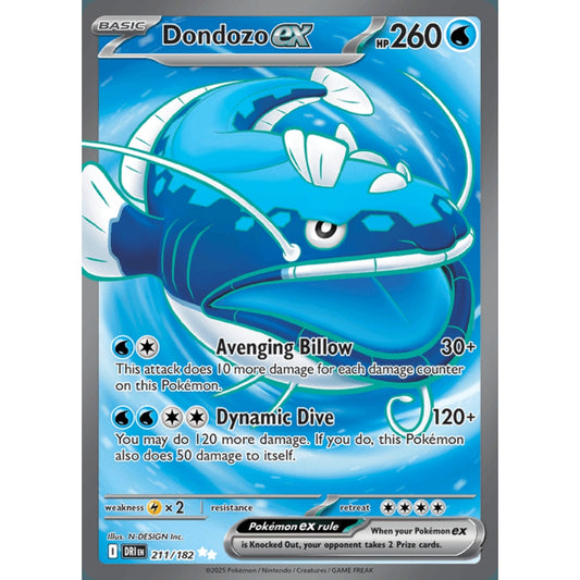 Dondozo ex Full Art 211/182 Pokemon Card Game Destined Rivals