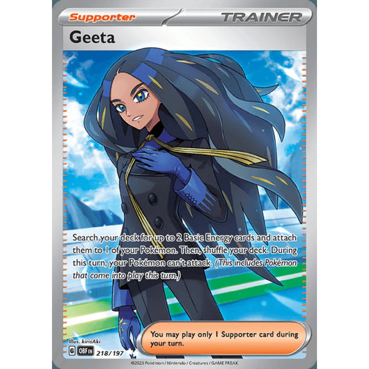 Geeta Full Art 218/197 Pokemon Card Game Obsidian Flames