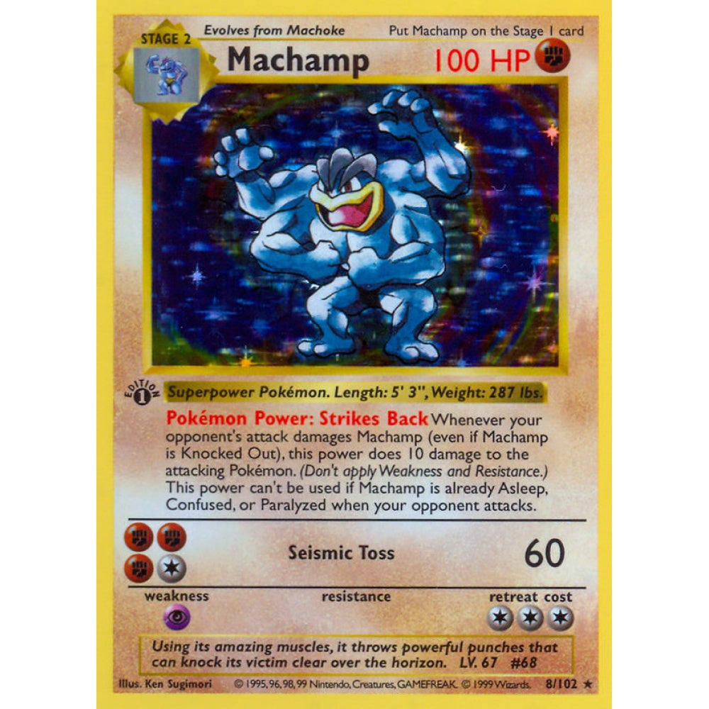 Machamp Holo Rare 8/102 Pokemon Card Game Base Set