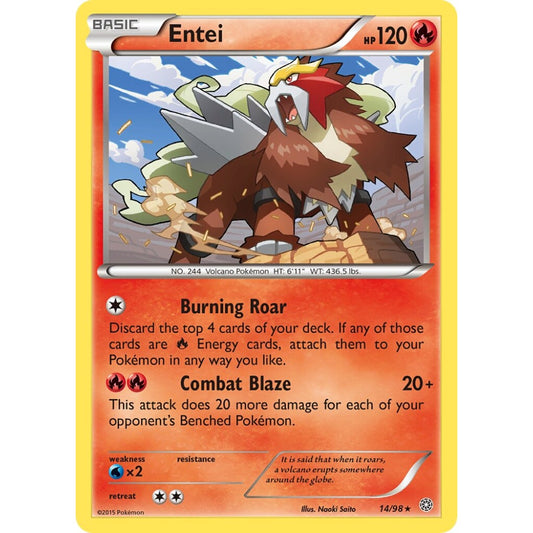 Entei Rare 14/98 Pokemon Card Game Ancient Origins