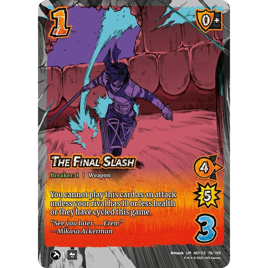 The Final Slash 78/189 AOT03 Universus Attack on Titan: Apocalypse Attack UR