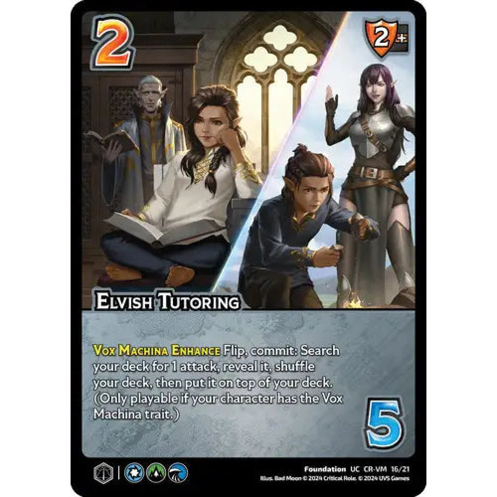 Elvish Tutoring, 16/21, UC, UniVersus, Critical Role Vox Machina & Mighty Nein