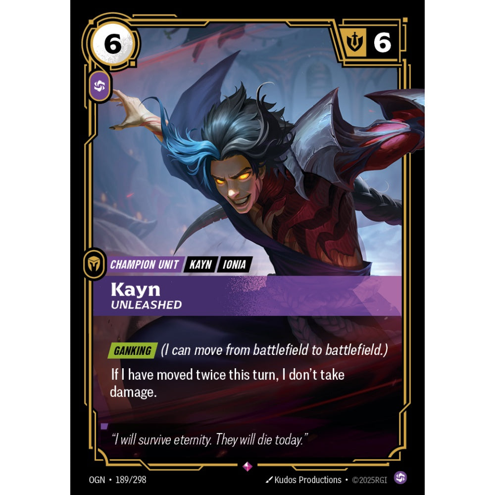 Kayn, Unleashed OGN-189/298 Riftbound Card Game Origins Rare
