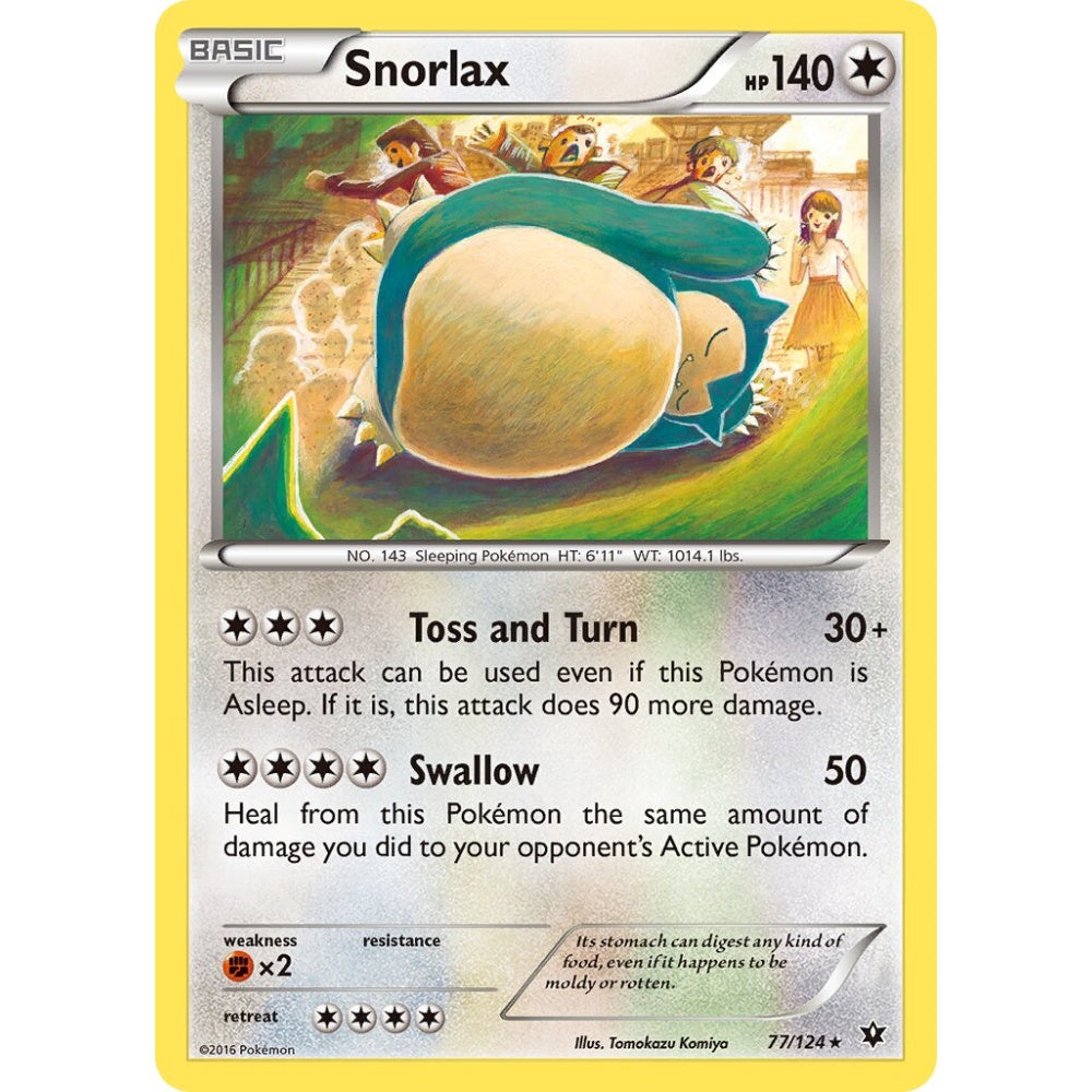 Snorlax Rare 77/124 Pokemon Card Game Fates Collide