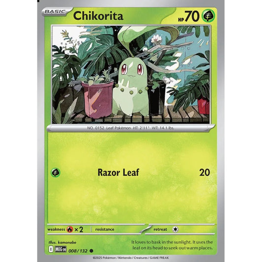 Chikorita Common 008/132 Pokemon Card Game Mega Evolution
