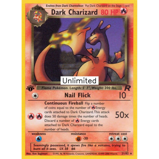 Dark Charizard Rare 21/82 Pokemon Card Game Team Rocket