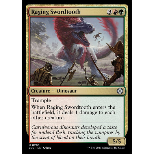 Raging Swordtooth, uncommon, 283, Magic the Gathering, The Lost Caverns of Ixalan Commander