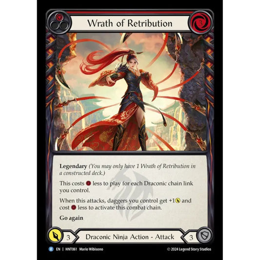 Wrath of Retribution HNT061-RF Rare Flesh & Blood Trading Card Game The Hunted in Rainbow Foil Art
