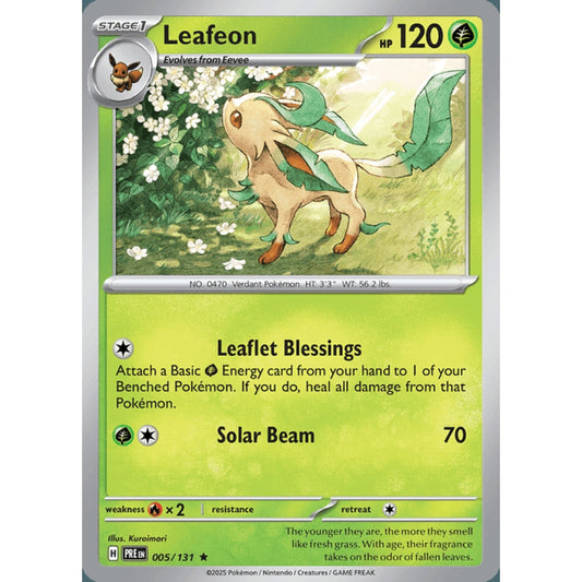 Leafeon Rare 005/131 Pokemon Card Game Prismatic Evolutions