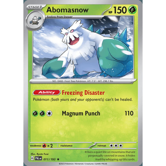 Abomasnow Rare 011/193 Pokemon Card Game Paldea Evolved