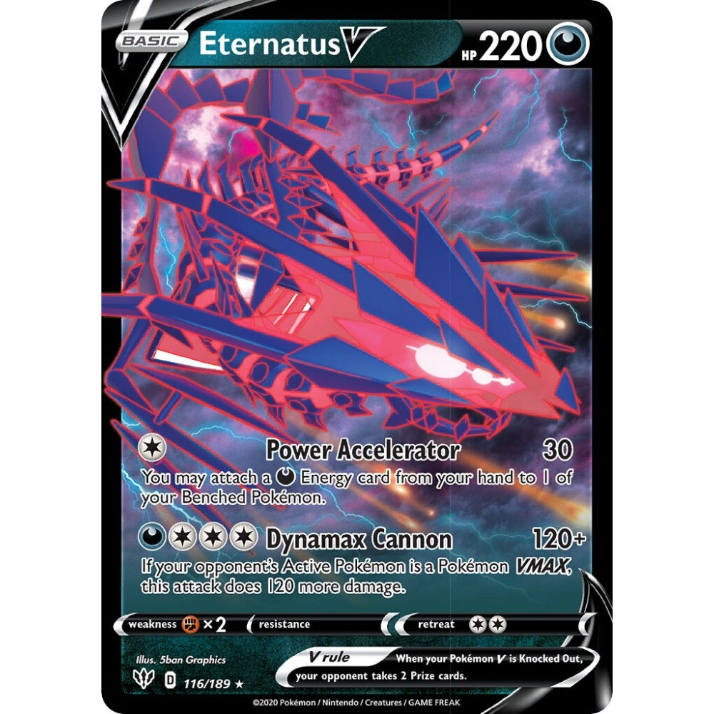 Eternatus V Holo Rare V 116/189 Pokemon Card Game Darkness Ablaze
