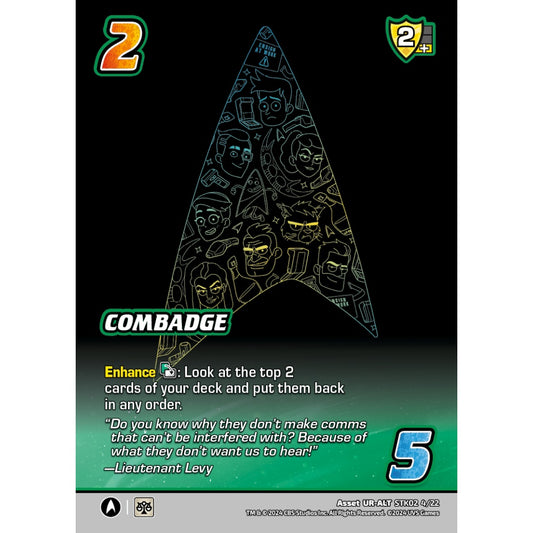 Combadge, 4/22, STK02, Universus, Star Trek Lower Decks Challenger Decks, Asset, UR-ALT