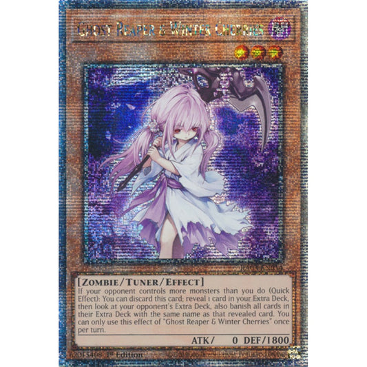 Ghost Reaper & Winter Cherries RA03-EN014 QCR Quarter Century Secret Rare Yu-Gi-Oh Quarter Century Bonanza in Art