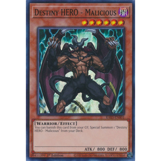 Destiny HERO - Malicious RA03-EN001 Super Super Rare Yu-Gi-Oh Quarter Century Bonanza in Art