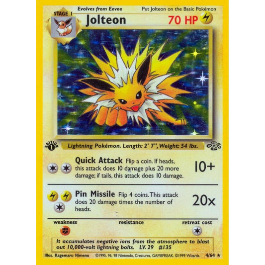 Jolteon Rare Holo 4/64 Pokemon Card Game Jungle