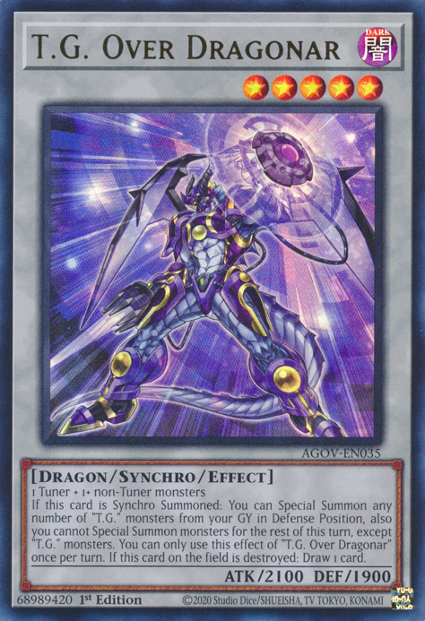 T.G. Over Dragonar AGOV-EN035 QCR Quarter Century Secret Rare Yu-Gi-Oh Age of Overlord in Art