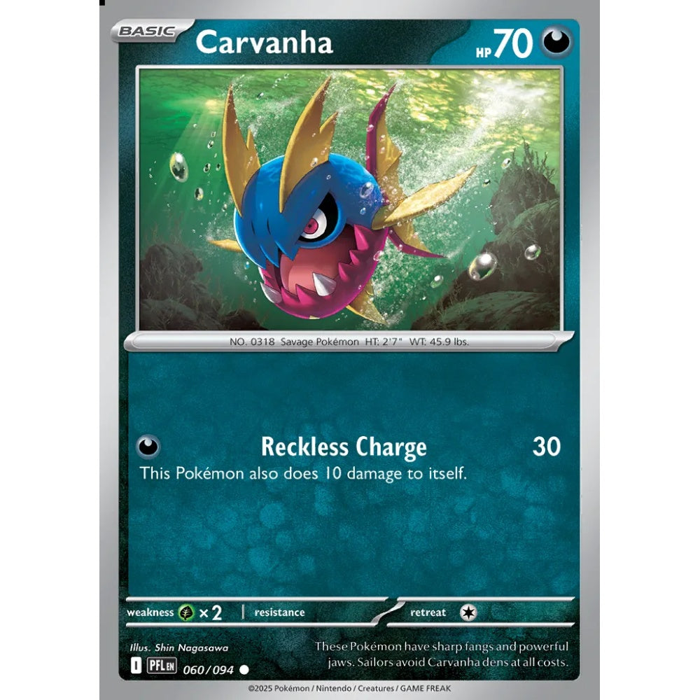 Carvanha Common 060/094 Pokemon Card Game Phantasmal Flames
