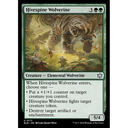Hivespine Wolverine, 177, uncommon, Magic: The Gathering, Bloomburrow