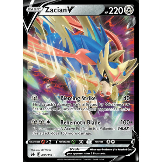 Zacian V Double Rare 095/159 Pokemon Card Game Crown Zenith