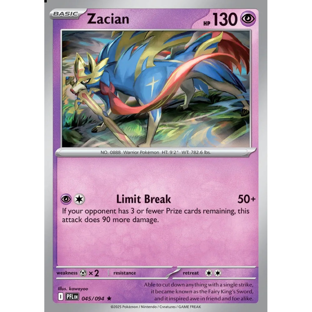 Zacian Rare 045/094 Pokemon Card Game Phantasmal Flames