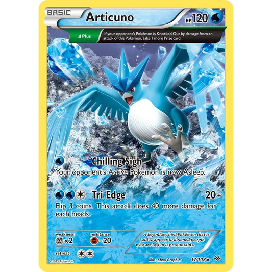 Articuno Rare 17/108 Pokemon Card Game Roaring Skies